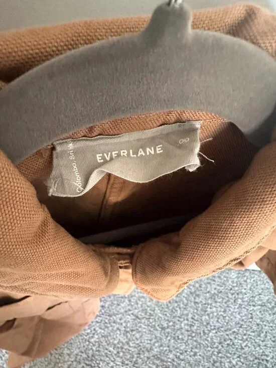 Everlane Chore Mini Dress | Toasted Coconut | Utility Shirt Dress Size 00 - Picture 3 of 5